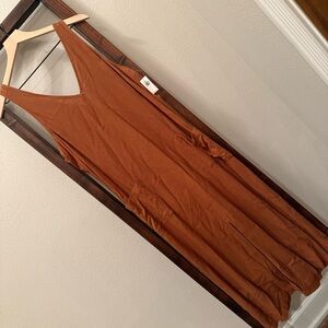 NWT Old Navy Sleeveless Linen-Blend Maxi Dress – Large – Sisal (Rust/Terracotta)